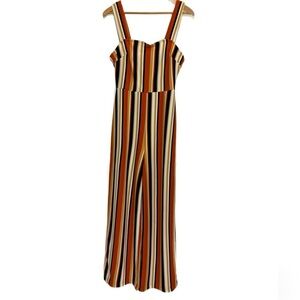 Urban Outfitters sleeveless sweetheart neckline flared leg striped jumpsuit